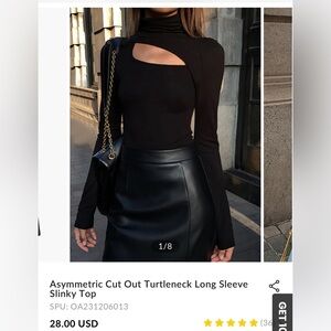 BNWT Black Asymmetric Cut Out Turtleneck Top